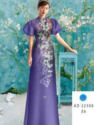 Vải Áo Dài Hoa In 3D AD 22308 21